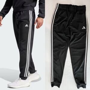 Adidas Essentials Warm Up Tapered Jogger Pants SMALL Triple Stripes Tricot